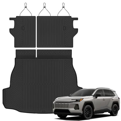 Auxko All Weather Cargo Mat with Backrest Mat Fit for Toyota RAV4 Hybrid 2026 (Not for Phev) TPE Mat Accessories All Season Odorless Anti-Slip Black - size: rav4 hybrid|2026|cargo+backrest mats