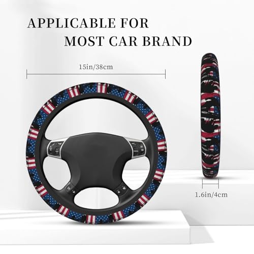 Lineman American Flag Universal Steering Wheel Covers, Cute Car Accessories for Women Girls Car Truck - color: Lineman American Flag