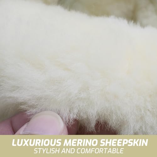 AEGIS Cover Luxury Australian Sheepskin Steering Wheel Cover - Real Plush AUS Genuine Wool | All-Season Non-Slip for Cars (Fits 14.5-15.5" Wheels) | Premium Auto Upgrade (Cream) - color: Cream