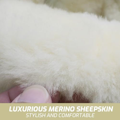 AEGIS Cover Luxury Australian Sheepskin Steering Wheel Cover - Real Plush AUS Genuine Wool | All-Season Non-Slip for Cars (Fits 14.5-15.5" Wheels) | Premium Auto Upgrade (Cream) - color: Cream