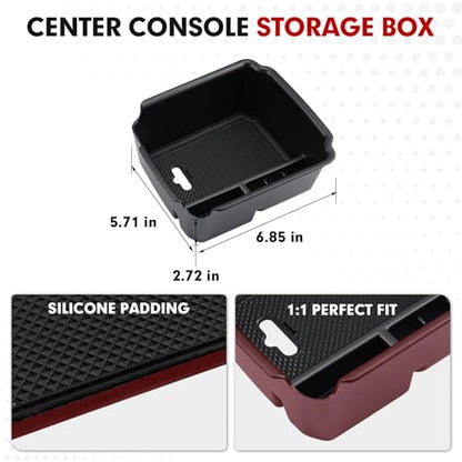 Autorder Center Console Organizer for 2022-2026 Volkswagen Taos/ 2018-2024 VW Tiguan,Taos/Tiguan Interior Accessories Armrest Storage Box Secondary Insert Tray with Non-Slip Silicone Mats