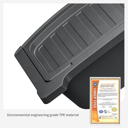 Rear Center Console Floor Storage Organizer Box for Tesla Model Y Juniper 2025 2026,Black TPE Car Accessory with Anti-Slip Lid,Backseat 2nd Row Seat Organizer Bin