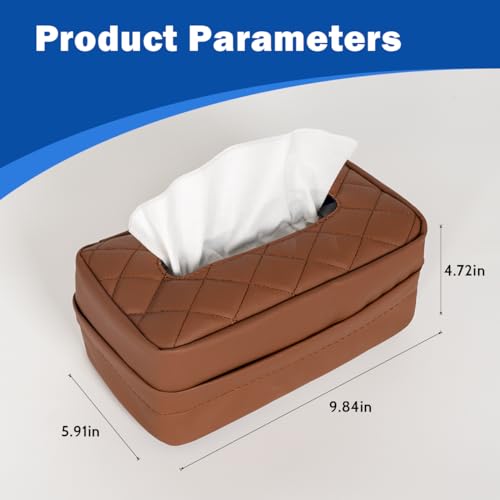 Car Tissue Holder, Standard Tissue Holder for Car Pu Leather Car Napkin Holder, Car Backseat Extra Large Tissue Organization Fit for 120-150 Tissues 9.84'' x 3.94'' x 5.51'' (Matte Brown) - color: Matte Brown