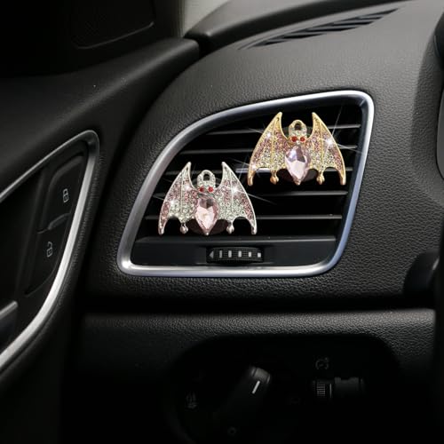 New Bat Aromatherapy Car Decoration Clip Car Air Vent Decorative Fragrance Bat Rearview Mirror Pendant Ambience Decoration Pendant (Gold Bat & Silver Bat) - size: Gold Bat & Silver Bat