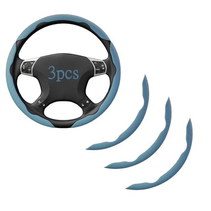 Steering Wheel Covers, 3PCs Leather Anti-Skid Clip on Car Steering Wheel Cover Protector Universal for Most Car Wheel, Misty Blue - color: Misty Blue