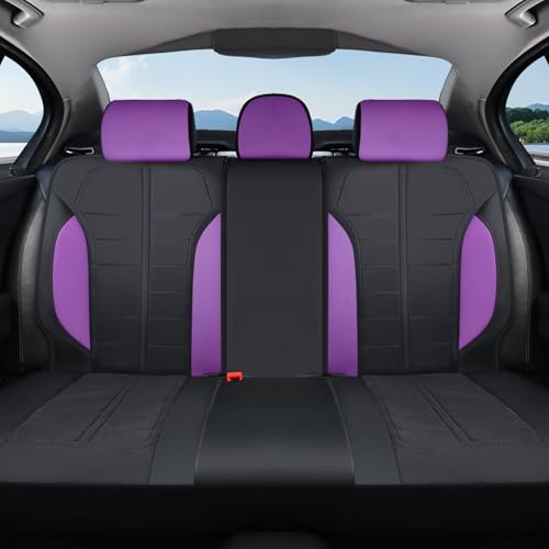 Coverado Air Mesh Seat Cover, Car Seat Cover Rear Seats, 3D Breathable Seat Protectors Sports Carbon Fiber Design Airbag Compatible Comfort Universal for Most Cars, Van,Trucks, SUV, Black&Purple - color: Black&Purple, size: Rear
