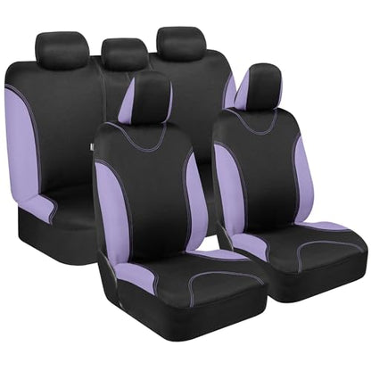 BDK UltraSleek Purple Seat Covers for Cars, Two-Tone Front Seat Covers with Matching Back Car Seat Cover, Made to Fit Most Auto Truck Van SUV, Interior Car Accessories, Full Set - color: Purple