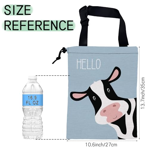 Cute Cow Car Garbage Bag,Waterproof Small Car Trash Bag Hanging Back of Seat,Drawstring Hanging Car Trash Bag with Adjustable Buckle for Car Accessories - color: Cute Cow