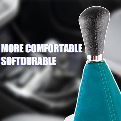 BESULEN Car Shift Boot Cover, Suede Leather Shift Knob Boot Dust Cover, Manual/Auto Shifter Boot Sleeve Replacement, Handbrake Gaiter Boot Dust Cover Car Interior Accessories - color: Light Blue