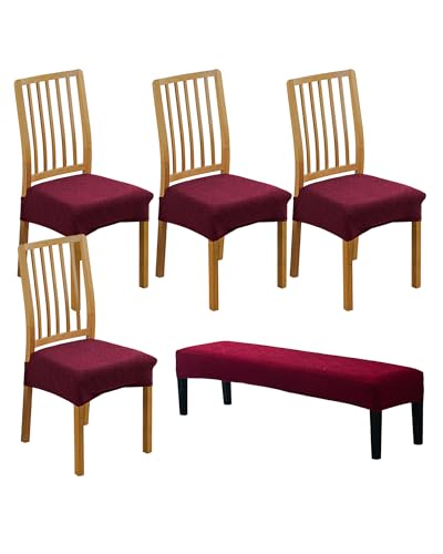 CRFATOP Jacquard Dining Room Chairs Seat Covers Set of 4 with Soft Bench Chair Cover Stretch Kitchen Chair Slipcover Washable Seat Cushion Slipcover Protector for Hotel Ceremony Banquet Wedding,B03 - color: Jacquard B03