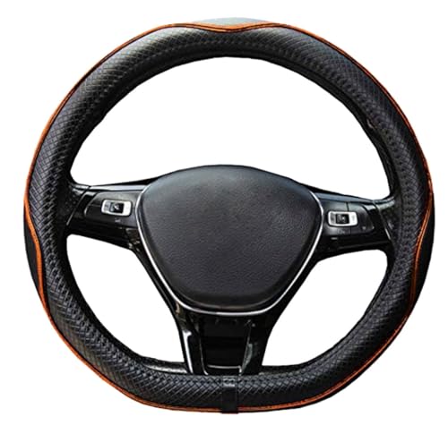 Mayco Bell Flat Bottom Steering Wheel Cover Anti-Slip,Safety,Soft,Breathable,Durable,Full Surround,Comfortable Grip Microfiber Leather (D Shape, Black Orange) - color: Black Orange, size: D Shape
