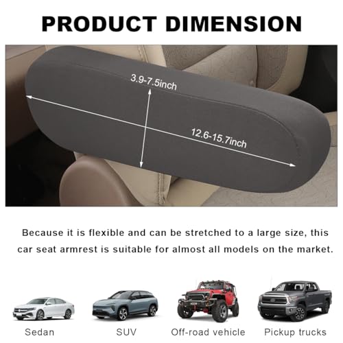 KVAEY 2 PCS Car Front Seat Armrest Covers, Elastic Fabric Stretch Car Seat Armrest Protectors, Soft Front Seat Armrest Cover Replacement, Universal Vehicle Accessories for Cars (Gray) - color: Gray