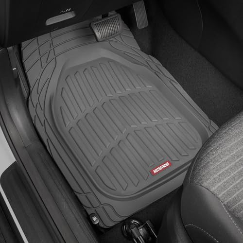 Motor Trend & BDK Heavy Duty Gray Rubber Car Mats Full Set - Universal Trim-to-Fit All Weather Floor Mats - Floor Mats for Car Accessories - Front & Back Interior Floor Mats for Truck Accessories