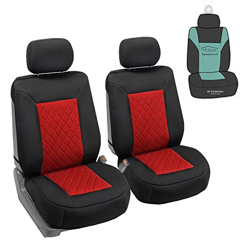 FH Group Car Seat Cover Cushion - 2 Pack Seat Covers for Cars Trucks SUV, Red Black Neosupreme Car Seat Cushions, Waterproof Car Seat Cover Cushion, Universal Fit Car Seat Protector - color: Red Black, size: Style 2