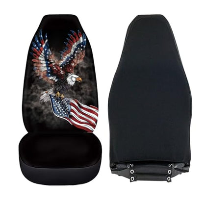 Black American Flag Automotive Seat Cover Red Car Front Seat Cover for Patriotic 4th of July Car Seat Cushion Protector Eagle Vehicle Interior Protection - color: Black American Flag Eagle