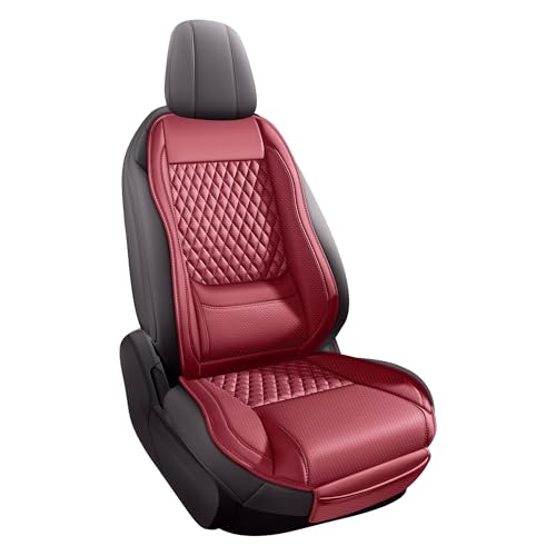 Premium Perforated Napa Leather Car Seat Covers Semi Universal Fit with Lumbar Support, Storage Bag for SUV Sedan Truck (Burgundy, Front Row Single seat) - color: burgundy, size: front row single seat