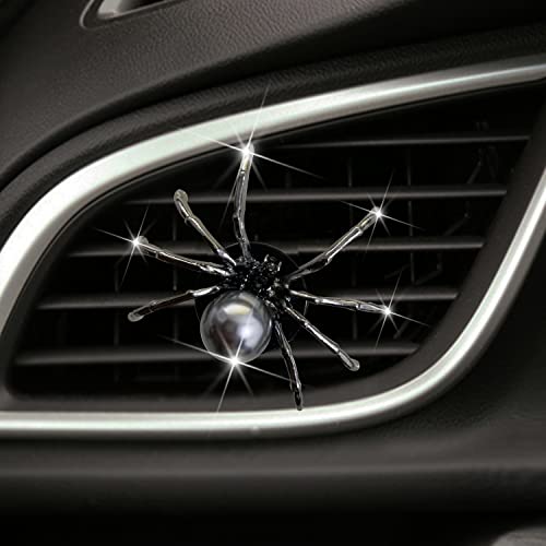 Bling Spider Car Air Fresheners Vent Clips, Cute Lovely Spider Car Air Vent Clips Funny Diamond Diffuser Vent Clip Decoration Interior Decor Bling Accessories for Women Men（Black）