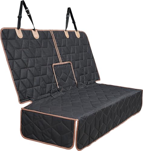 Petiza Dog Car Seat Cover for Back Seat, Heavy-Duty Non-Slip Waterproof Car Bench Protector for Pets,Compatible with Middle Armrests ，Dog Seat Cover Universal for Cars Trucks and SUVs - size: Large-brown