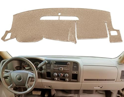 Dash Cover Fit for Chevy Chevrolet Silverado 1500 LT/WT 2500HD 3500HD 2007-2013, GMC Sierra 2007-2013 Dashboard Mat Carpet (08-13 Beige) Y74 - color: 08-13 Beige