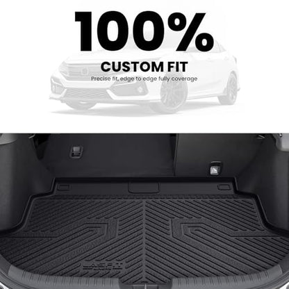 LASFIT Trunk Mat for Honda Civic Hatchback Sport 2017-2021, All Weather TPE Custom Fit Trunk Liner Trunk Tray Cargo Mat Cargo Liner Cargo Tray - style: 2）For Honda Civic Hatchback | 2017-2021 | Trunk Mat