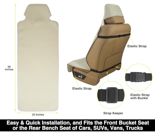 Waterproof Neoprene Car Seat Cover, Sweatproof Non-Slip Seat Protector, Universal Fit for Front Bucket or Rear Bench Seat of Cars, SUVs, Vans, Trucks, Compatible with Airbags and Armrests - color: Khaki