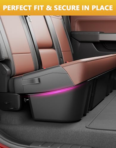 Tuyoung Under Seat Storage Boxes Compatible with 2015-2026 Ford F-150 F150 SuperCrew Cab, 2017-2026 F-250/F-350/F-450/F-550 Super Duty, Heavy Duty Rear Truck Under Back Seat Box Organizer Cargo Box - size: 15-26 Ford F150 & 17-26 F250 F350 F450 F550