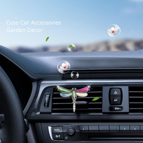 ORIESSE Dragonfly Car Air Vent Clip,Cute Air Freshener Car Interior Decor,Glamorous Abalone Shell Dashboard Decoration Gift for Women Teens,Refillable Diffuser(Hot Pink)