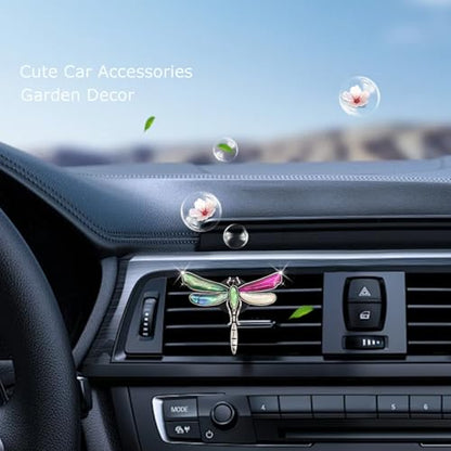 ORIESSE Dragonfly Car Air Vent Clip,Cute Air Freshener Car Interior Decor,Glamorous Abalone Shell Dashboard Decoration Gift for Women Teens,Refillable Diffuser(Hot Pink)