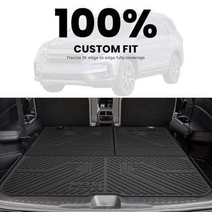 LASFIT Cargo Mat with Backrest Mat for Honda Pilot 2016-2022, Split & One-Piece Foldable Seating TPE Custom Fit Trunk Mat Cargo Liner with Seatback Mat Accessories, Black - style: 4）For Honda Pilot | 2016-2022 | Trunk Mat