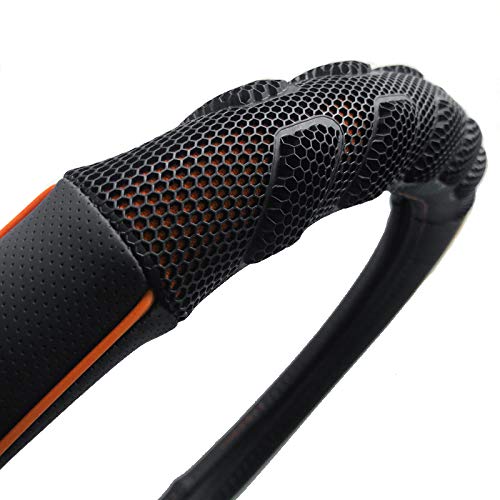 Flying Banner car Steering Wheel Cover Faux Leather Massage Universal fit 3D Honeycomb Hole Anti-Slip Sporty 15 Inches (Orange Black) - color: Orange black