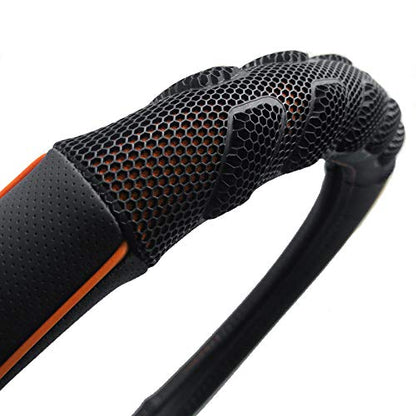 Flying Banner car Steering Wheel Cover Faux Leather Massage Universal fit 3D Honeycomb Hole Anti-Slip Sporty 15 Inches (Orange Black) - color: Orange black