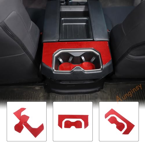 Aunginsy Car Rear Seat Central Armrest Cup Holder Cup Panel Trim Sticker Compatible with Toyota Tundra/Sequoia 2022-2024 Car Back Center Console Cup Holder Decorative Frame Protect Cover Accessories - size: Rear Cup Holder Panel Trim