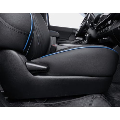 EKR Custom Fit Tacoma Car Seat Covers for Toyota Tacoma 2016 2017 2018 2019 2020 2021 2022 2023 Access Cab -Full Set,Faux Leather(Black with Blue Trim) - color: Leather (Black with Blue Trim), size: 2016-2023 Full Set Access Cab,2DR
