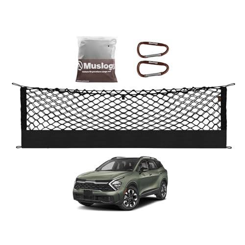 Truck Bed Cargo Net Trunk Netting Compatible with 2023 2024 2025 2026 Kia Sportage Accessories, Pickup Cargo Organizer SUV Sedan Storage Net w/Heavy Duty Carabiners - style: 2023+ Sportage