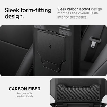 Spigen One-Tap Hidden Storage Box for Tesla Model Y Juniper (Standard, Premium & Performance 2026/2025) and Model 3 Highland (Standard, Premium & Performance 2026/25/24) - size: Hidden Storage Box