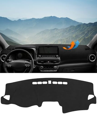 BIBLOZ Dash Cover for Hyundai Kona 2018-2023 Accessories Black Dashboard Cover Mat Car Dashboard UV Sun Protection - size: 2018-2023 Kona