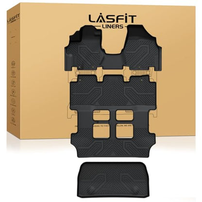 LASFIT Floor Mats & Trunk Mat for Honda Odyssey 2011-2017 (Fit 7& 8 Seaters), All Weather TPE Custom Fit Car Floor Liners, 1st & 2nd & 3rd Row & Cargo Mat, Black (EX-L/EX/Touring/Touring Elite/SE/LX) - style: 4）For Honda Odyssey | 2011-2017 | Full Set