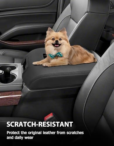 Center Console Armrest Cover for GMC Sierra & Chevrolet Silverado 2014-2018, Tahoe & Yukon & Suburban 2015-2020, Bucket Seat, Car Armrest Protector, Scratchproof, Black