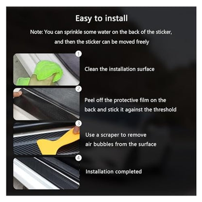 4 PCS Car Door Sill Protector, 3D Carbon Fiber Auto Door Entry Edge Guard Protection Trim, Anti-Scratch Threshold Cover Strips, Sill Protection Sticker for Car SUV Truck (Orange)