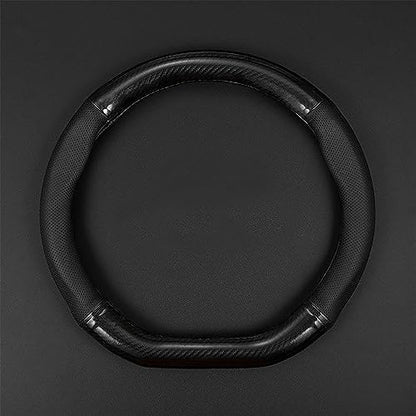 gunhunt 1 PC Car Breathable Steering Wheel Cover, Carbon Fiber Non-Slip Steering Wheel Protector, Wear -Resistant Steering Wheel Sleeve, Four Seasons Universal Steering Wheel Set (D -Shaped) - size: D shape