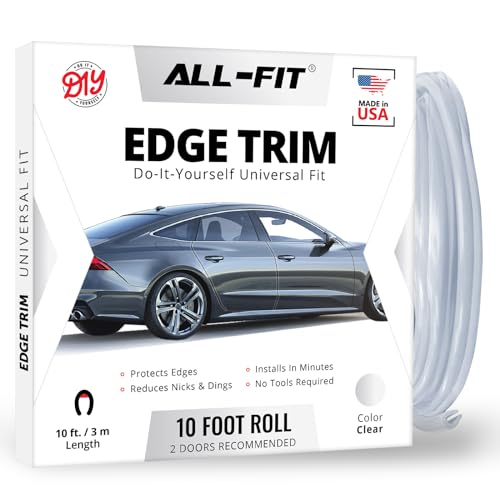 All-Fit Automotive Car Door Edge Protector – Universal DIY Edge Trim to Prevent Scratches & Dings – Flexible Adhesive Molding Trim for Cars, Trucks & SUVs (10 Ft - Clear) - color: Clear