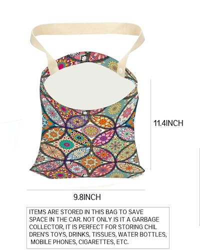 Car Garbage Can, Car Trash Bag, Car Garbage Bag, Hanging Car Trash Can for Car Accessories, Vehicle, Travelling, Camping, Cute Car Back Seat Organizer, Luxury Mandala Pattern - color: Luxury Mandala Pattern