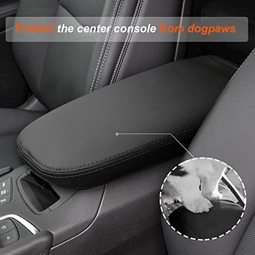 DEYTOP Console Cover for Cadillac XT5 2017-2026 Armrest Cover for Cadillac XT5 2025 2026 Accessories Anti-Scratch Leather Armrest Pad Protector (Black with Black Stitches)