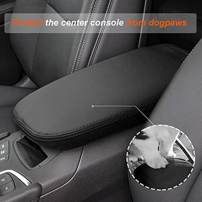DEYTOP Console Cover for Cadillac XT5 2017-2026 Armrest Cover for Cadillac XT5 2025 2026 Accessories Anti-Scratch Leather Armrest Pad Protector (Black with Black Stitches)