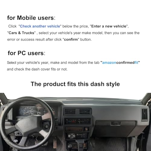 Dash Cover Mat Custom Fit for Nissan Pathfinder D21 Hardbody Pickup Truck 1986-1993, Dashboard Cover Pad Carpet Protector (Dark Gray) F77 - color: 86-93 DarkGray
