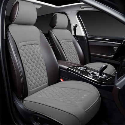 Front Car Seat Covers for Land Rover,Leather Waterproof Seat Protector Custom Fit Land Rover Defender Discovery Range Rover Evoque Sport Velar,2 Pack,Gray - color: Gray