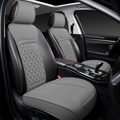 Front Car Seat Covers for Land Rover,Leather Waterproof Seat Protector Custom Fit Land Rover Defender Discovery Range Rover Evoque Sport Velar,2 Pack,Gray - color: Gray