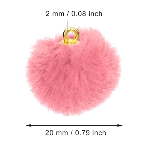 Tupalizy 50PCS Fluffy Pom Poms Charms Soft Fuzzy Faux Fur Puff Ball Pendant for Keychains Bracelets Earrings Jewelry Making Tassels Bags DIY Crafts Party Favors Gifts Accessories - color: Pink
