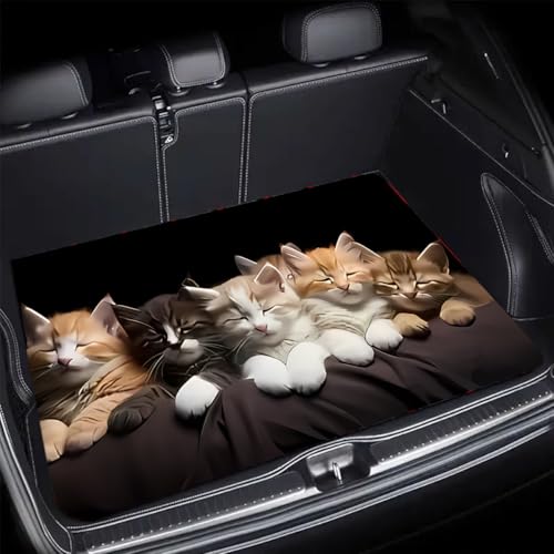 Universal Car Trunk Mat, All Weather Trunk Protection Cargo Liner, Stylish Vehicle Interior Accessories, Durable Cargo Mat Rear Trunk Line Suitable for Most Car (Cute Sleeping Cat, 29" x 39") - color: Cute Sleeping Cat