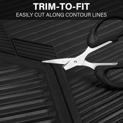 CAR PASS Rubber Floor Mats, All Weather Full Set 4-Piece, Waterproof Automotive Mats Trim to Fit Most Cars Sedans SUVs Vans, Heavy Duty Anti-Slip Easy Clean, All Black - color: Black